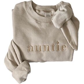 Embroidered auntie crewneck sweatshirt, gift for aunt, pregnancy announcement (XXL, Stonewash Green) in Saudi Arabia