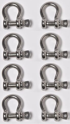 HI-GEAR 316 الفولاذ المقاوم للصدأ 8 مم تكبل القوس البحري، دبوس لولبي على شكل حرف D Clevis عالي التحمل، حد حمل العمل 1300 رطل، الرفع والتزوير والانتعاش، قطر 5/16 بوصة، حزمة من 8 in Kuwait