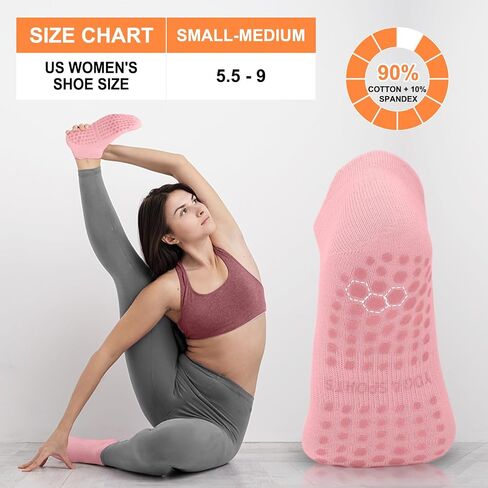 Diu Life Pilates Yoga Socks with Grips for Women,Non-slip Socks for Ballet Barefoot,Workout,Hospital,grip,Athletic Socks in Saudi Arabia