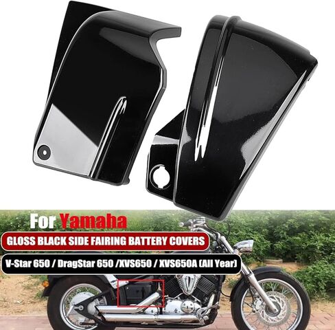 غطاء جانبي للبطارية باللون الأسود غطاء حماية هدية متوافق مع Yamaha V-Star DragStar 650 XVS650 vstar 650 كلاسيكي مخصص in Kuwait
