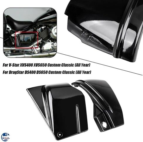 غطاء جانبي للبطارية باللون الأسود غطاء حماية هدية متوافق مع Yamaha V-Star DragStar 650 XVS650 vstar 650 كلاسيكي مخصص in Kuwait