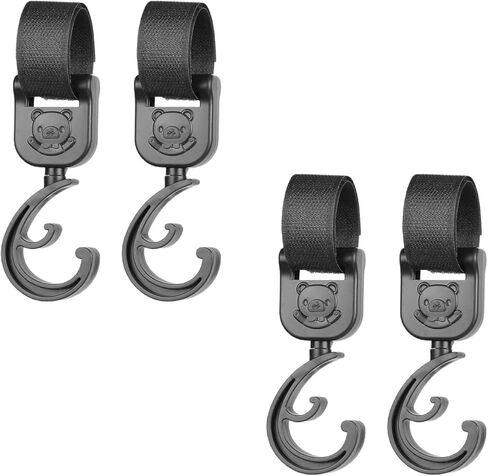 4 قطع من خطافات عربة الأطفال لتعليق أكياس الحفاضات، خطافات عربة الأطفال دوارة 360 درجة، مشابك متعددة الوظائف لعربة الأطفال لحقائب التسوق وحقيبة تغيير الملابس in Kuwait