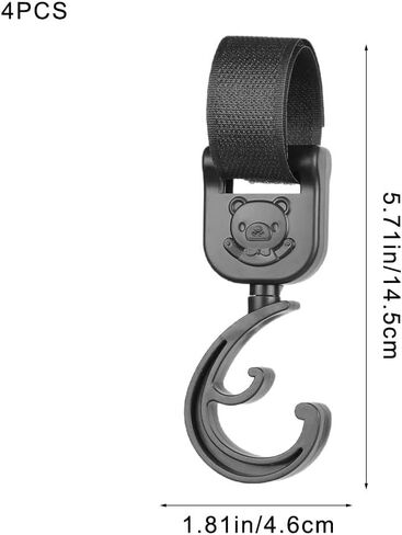 4 قطع من خطافات عربة الأطفال لتعليق أكياس الحفاضات، خطافات عربة الأطفال دوارة 360 درجة، مشابك متعددة الوظائف لعربة الأطفال لحقائب التسوق وحقيبة تغيير الملابس in Kuwait