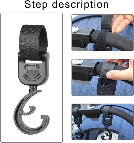 4 قطع من خطافات عربة الأطفال لتعليق أكياس الحفاضات، خطافات عربة الأطفال دوارة 360 درجة، مشابك متعددة الوظائف لعربة الأطفال لحقائب التسوق وحقيبة تغيير الملابس in Kuwait