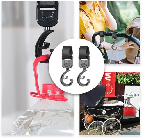 4 قطع من خطافات عربة الأطفال لتعليق أكياس الحفاضات، خطافات عربة الأطفال دوارة 360 درجة، مشابك متعددة الوظائف لعربة الأطفال لحقائب التسوق وحقيبة تغيير الملابس in Kuwait