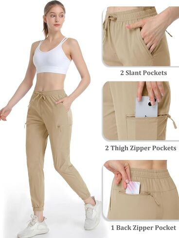 MAGCOMSEN Women's Hiking Cargo Joggers Pants Water Resistant Lightweight Pockets Quick Dry Athletic Travel Camping Pants in Saudi Arabia