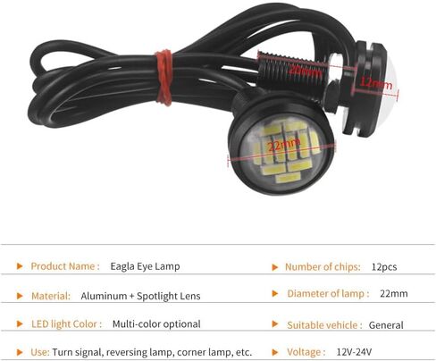 DriSentri 10 قطع 18 ملم سيارة النسر العين DRL LED أضواء النهار الجري LED 12 فولت احتياطية عكس إشارة وقوف السيارات مصابيح السيارات، أصفر in Kuwait