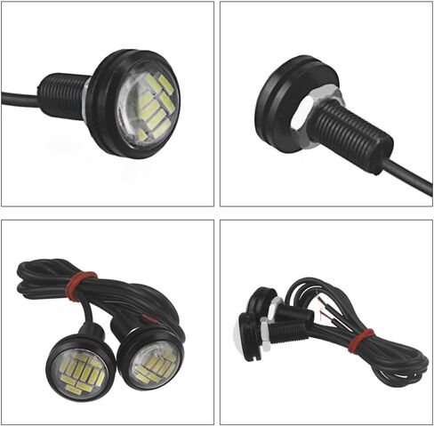 DriSentri 10 قطع 18 ملم سيارة النسر العين DRL LED أضواء النهار الجري LED 12 فولت احتياطية عكس إشارة وقوف السيارات مصابيح السيارات، أصفر in Kuwait