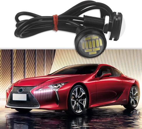 DriSentri 10 قطع 18 ملم سيارة النسر العين DRL LED أضواء النهار الجري LED 12 فولت احتياطية عكس إشارة وقوف السيارات مصابيح السيارات، أصفر in Kuwait