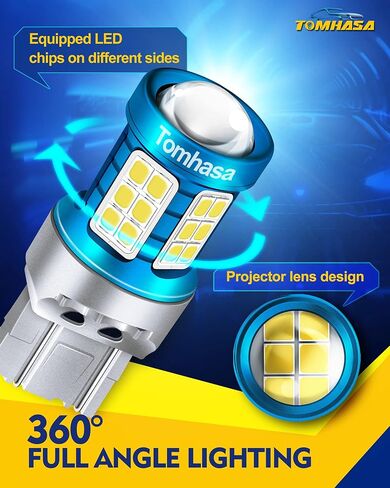 Tomhasa 7443 LED Bulb 7440 LED عكس الأضواء، 7441 7444 T20 LED لمبة مع جهاز عرض مشرق 2835 رقاقة W21W استبدال LED للنسخ الاحتياطي عكس الفرامل الذيل بدوره إشارة الضوء، حزمة من 2 in Kuwait