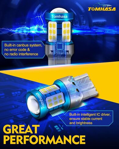 Tomhasa 7443 LED Bulb 7440 LED عكس الأضواء، 7441 7444 T20 LED لمبة مع جهاز عرض مشرق 2835 رقاقة W21W استبدال LED للنسخ الاحتياطي عكس الفرامل الذيل بدوره إشارة الضوء، حزمة من 2 in Kuwait