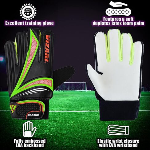 Vizari Junior Match Glove - Professional Soccer Goalkeeper Goalie Gloves for Kids and Adults - Superior Grip, Durable Design, Secure Fit in Saudi Arabia
