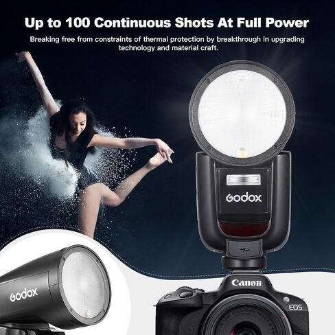 طقم فلاش Godox V1 Pro لكاميرا نيكون، Godox V1-N PRO 2.4G HSS TTL Round Head Speedlite مع ناشر، فلاش فرعي قابل للفصل، مصباح تشكيل، شحن من النوع C، وقت إعادة التدوير 1.3 ثانية، 100 ومضة مستمرة in Saudi Arabia