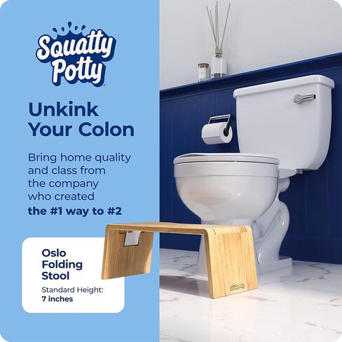 Squatty Potty Oslo Folding Bamboo Toilet Stool – 7 Inches, Collapsible Bathroom Stool & Mayfair 1888SLOW 000 NextStep2 Toilet Seat with Built-in Potty Training Seat, Slow-Close in Saudi Arabia