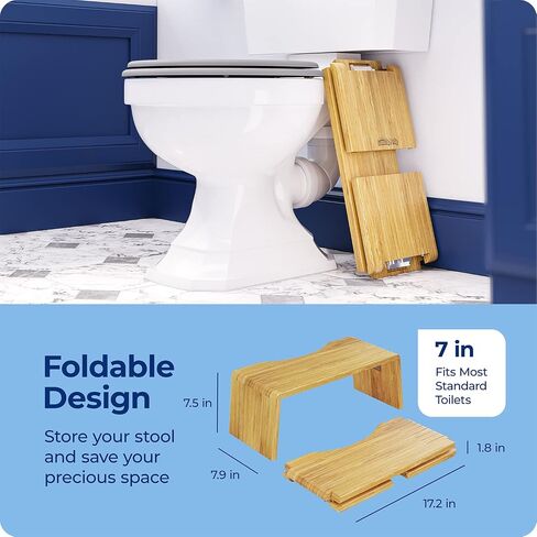 Squatty Potty Oslo Folding Bamboo Toilet Stool – 7 Inches, Collapsible Bathroom Stool & Mayfair 1888SLOW 000 NextStep2 Toilet Seat with Built-in Potty Training Seat, Slow-Close in Saudi Arabia
