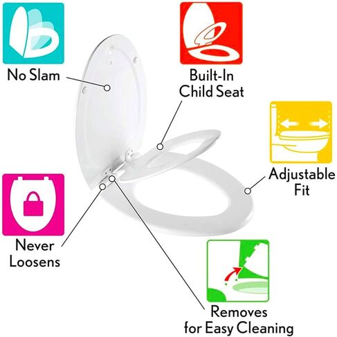 Squatty Potty Oslo Folding Bamboo Toilet Stool – 7 Inches, Collapsible Bathroom Stool & Mayfair 1888SLOW 000 NextStep2 Toilet Seat with Built-in Potty Training Seat, Slow-Close in Saudi Arabia