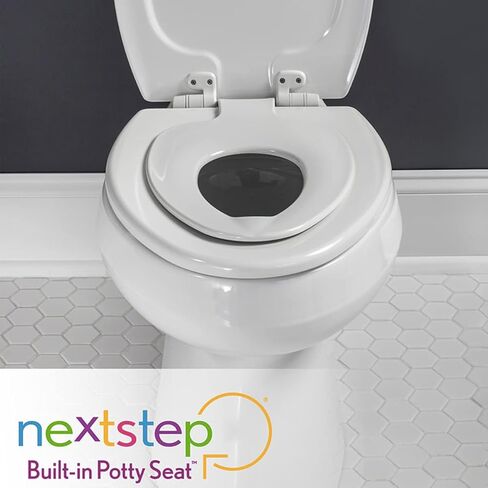 Squatty Potty Oslo Folding Bamboo Toilet Stool – 7 Inches, Collapsible Bathroom Stool & Mayfair 1888SLOW 000 NextStep2 Toilet Seat with Built-in Potty Training Seat, Slow-Close in Saudi Arabia