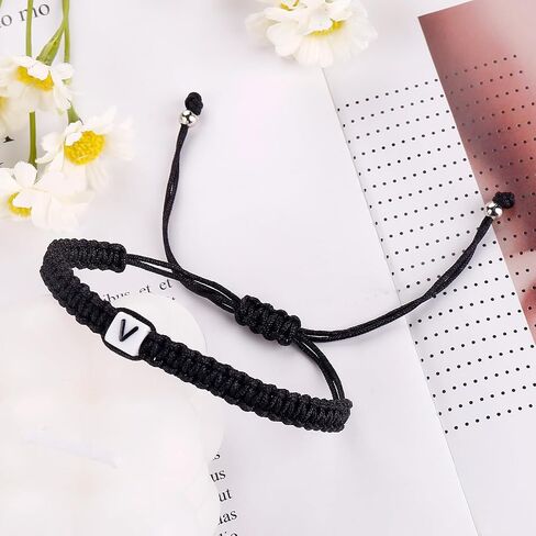 Initial Bracelets for Couples Women Men Initial Charm Handmade Rope Braided Letter Bracelet for Teen Girls Boys Adjustable Jewelry Christmas Gifts for Him Her (A) in Saudi Arabia