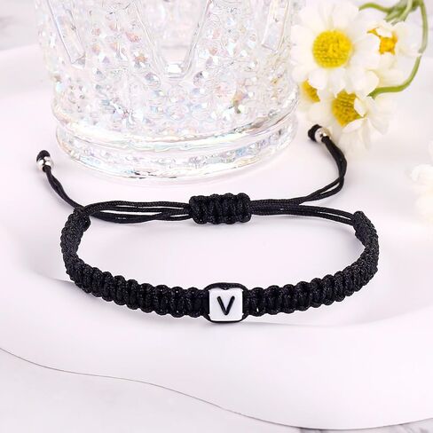 Initial Bracelets for Couples Women Men Initial Charm Handmade Rope Braided Letter Bracelet for Teen Girls Boys Adjustable Jewelry Christmas Gifts for Him Her (A) in Saudi Arabia
