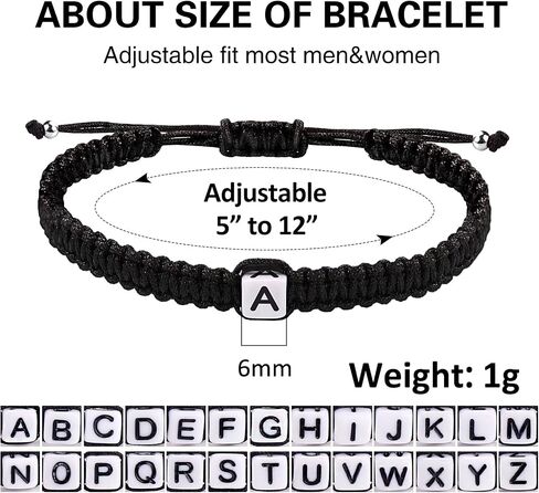 Initial Bracelets for Couples Women Men Initial Charm Handmade Rope Braided Letter Bracelet for Teen Girls Boys Adjustable Jewelry Christmas Gifts for Him Her (A) in Saudi Arabia