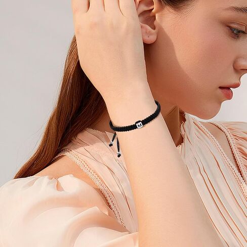 Initial Bracelets for Couples Women Men Initial Charm Handmade Rope Braided Letter Bracelet for Teen Girls Boys Adjustable Jewelry Christmas Gifts for Him Her (A) in Saudi Arabia