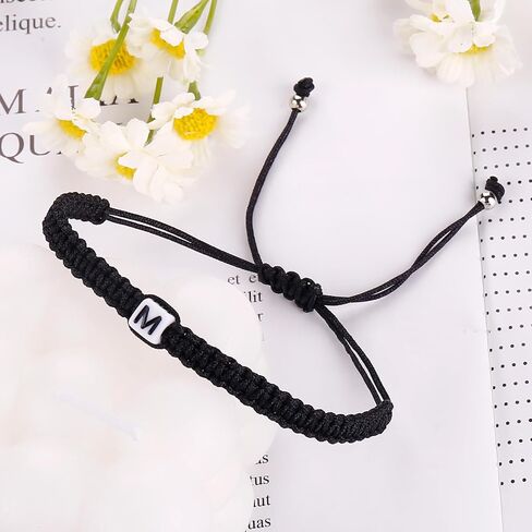 Initial Bracelets for Couples Women Men Initial Charm Handmade Rope Braided Letter Bracelet for Teen Girls Boys Adjustable Jewelry Christmas Gifts for Him Her (A) in Saudi Arabia