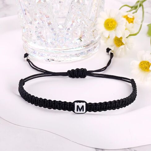 Initial Bracelets for Couples Women Men Initial Charm Handmade Rope Braided Letter Bracelet for Teen Girls Boys Adjustable Jewelry Christmas Gifts for Him Her (A) in Saudi Arabia