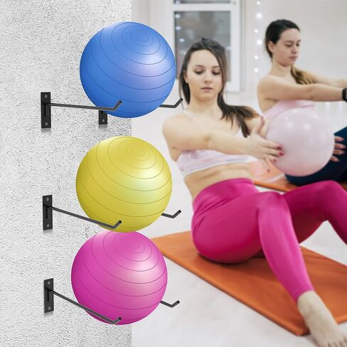 Sfcddtlg 15.3 بوصة حامل كرة اليوجا - حامل كرة يوجا معدني مثبت على الحائط - حامل كرة تمرين لليوجا كرة السلة كرة الاستقرار الكرة الطائرة in Kuwait