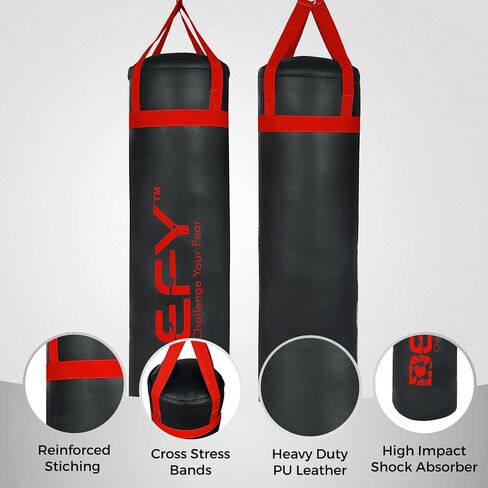 DEFY Challenger Heavy Duty Punching Bag - Boxing Bag Made from Premium PU Leather - Punching Bag for Boxing, MMA, Fitness Training, Kick Boxing, Muay Thai Workout - Unfilled Bag in Saudi Arabia