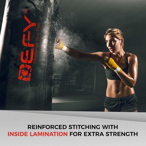 DEFY Challenger Heavy Duty Punching Bag - Boxing Bag Made from Premium PU Leather - Punching Bag for Boxing, MMA, Fitness Training, Kick Boxing, Muay Thai Workout - Unfilled Bag in Saudi Arabia
