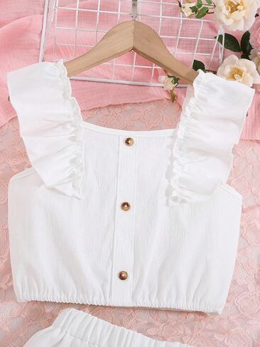Floerns Girl's 2 Piece Outfit Buttoned Ruffle Tank Top and Elastic Waist Skirt Set in Saudi Arabia