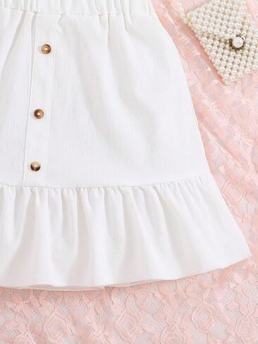 Floerns Girl's 2 Piece Outfit Buttoned Ruffle Tank Top and Elastic Waist Skirt Set in Saudi Arabia