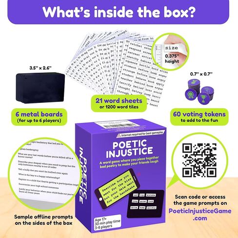 Poetic Injustice - A Word Game Where You Make Bad Poetry for Laughs - Funny Magnetic Notes Game and Fun Party Game for Ages 17+ - Family Game Night Magnet Word Games in Saudi Arabia