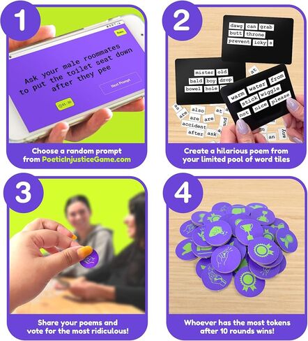 Poetic Injustice - A Word Game Where You Make Bad Poetry for Laughs - Funny Magnetic Notes Game and Fun Party Game for Ages 17+ - Family Game Night Magnet Word Games in Saudi Arabia
