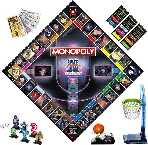 لعبة Monopoly: Space Jam A New Legacy Edition Family Board، لعبة إستراتيجية، للأطفال من عمر 8 سنوات فما فوق، لعبة Lebron James Space Jam، Shoot Hoops in Kuwait