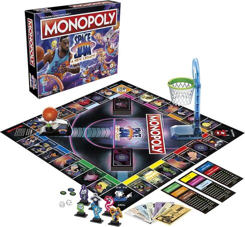 لعبة Monopoly: Space Jam A New Legacy Edition Family Board، لعبة إستراتيجية، للأطفال من عمر 8 سنوات فما فوق، لعبة Lebron James Space Jam، Shoot Hoops in Kuwait