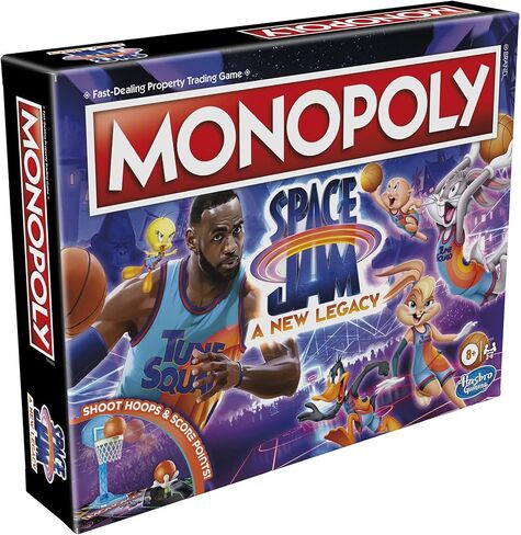 لعبة Monopoly: Space Jam A New Legacy Edition Family Board، لعبة إستراتيجية، للأطفال من عمر 8 سنوات فما فوق، لعبة Lebron James Space Jam، Shoot Hoops in Kuwait