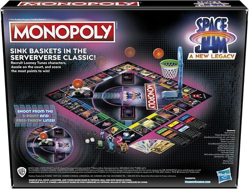 لعبة Monopoly: Space Jam A New Legacy Edition Family Board، لعبة إستراتيجية، للأطفال من عمر 8 سنوات فما فوق، لعبة Lebron James Space Jam، Shoot Hoops in Kuwait