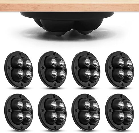 Self Adhesive Caster Wheels Mini Swivel Wheels Stainless Steel Paste Universal Wheel 360 Degree Rotation Sticky Pulley (8, Black) in Saudi Arabia