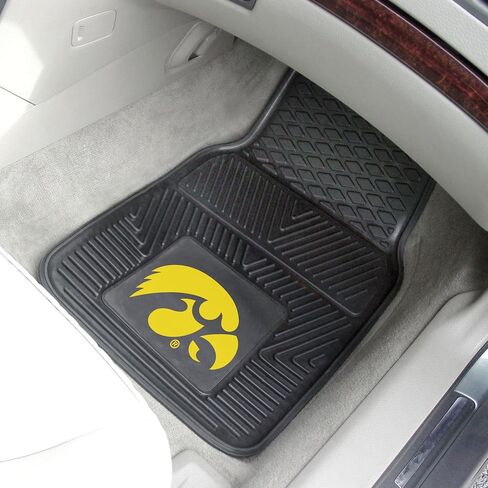 FANMATS 8870 Iowa Hawkeyes 2-Piece Heavy Duty Vinyl Car Mat Set, Front Row Floor Mats, All Weather Protection, Universal Fit, Deep Resevoir Design in Saudi Arabia