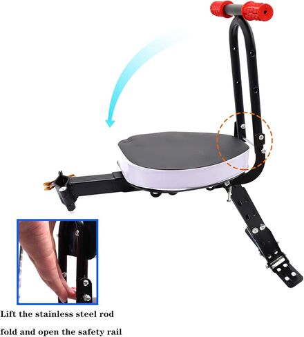 مقعد دراجة للأطفال مثبت على الأمام من Together-life، حامل دراجات للأطفال خفيف الوزن وقابل للطي مع درابزين ودواسة للدراجات الجبلية والدراجات الهجينة ودراجات اللياقة البدنية in Kuwait