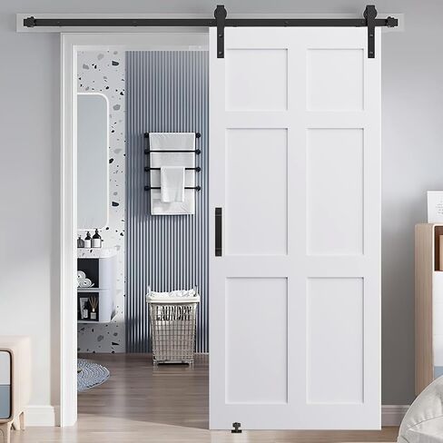 CUAUC 32 "x 80" لوح باب معبأ بخمسة ألواح، باب لوحة DIY، باب الحظيرة الداخلي الحديث، مقاوم للرطوبة، مضاد للتشوه، مثقوب مسبقًا وجاهز للتجميع، مناسب للتعليق المسبق وباب الحظيرة in Kuwait