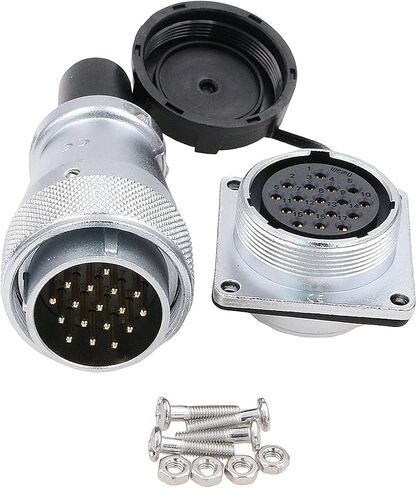 Eonvic WEIPU WS28 24 Pin Connector Waterproof IP67 Metal Male Plug Female Square Socket Panel Mount Aviation Cable Connector (24Pin) in Saudi Arabia