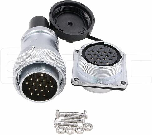 Eonvic WEIPU WS28 24 Pin Connector Waterproof IP67 Metal Male Plug Female Square Socket Panel Mount Aviation Cable Connector (24Pin) in Saudi Arabia