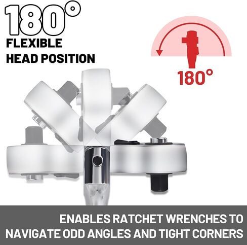 UYECOVE 3/8 Inch Drive Stubby Ratchet, Flex Head Ratchet 3/8 Stubby Ratchet Mini Ratchet Wrench, Socket Wrench, 72 Tooth Quick Release Cr-Mo Head -4.9"/125mm in Kuwait