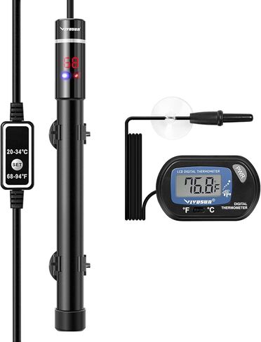 سخان حوض السمك الغاطس من VIVOSUN مع مجموعة ميزان الحرارة، وسخانات خزان الأسماك من التيتانيوم بقدرة 400 وات مع شاشة LED ذكية لدرجة الحرارة ووحدة تحكم خارجية في درجة الحرارة in Kuwait