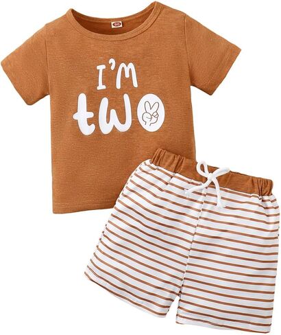 CPEI Toddler Boy 2nd Birthday Outfit,Im Two Shirt+Short Pants,Boy 2 Years Old Birthday Clothes in Saudi Arabia