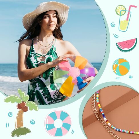 Charm Necklace for Women Colorful Bead Necklace Danity Summer Shell Charm Necklace Gold Layered Seashell Necklace Charm Necklace Jewelry Gift for Girls in Saudi Arabia