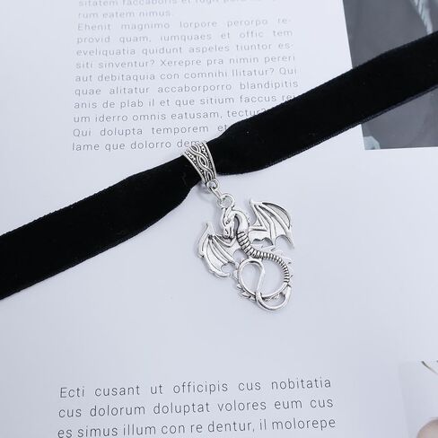 W WEILIRIAN Punk Velvet Choker Necklace Dragon Pendant Necklace Black Velvet Necklace Short Dragon Necklace Suede Cord Necklace Animal Necklace Choker Jewelry for Women and Girls Gifts in Saudi Arabia