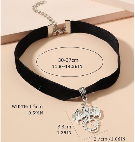 W WEILIRIAN Punk Velvet Choker Necklace Dragon Pendant Necklace Black Velvet Necklace Short Dragon Necklace Suede Cord Necklace Animal Necklace Choker Jewelry for Women and Girls Gifts in Saudi Arabia